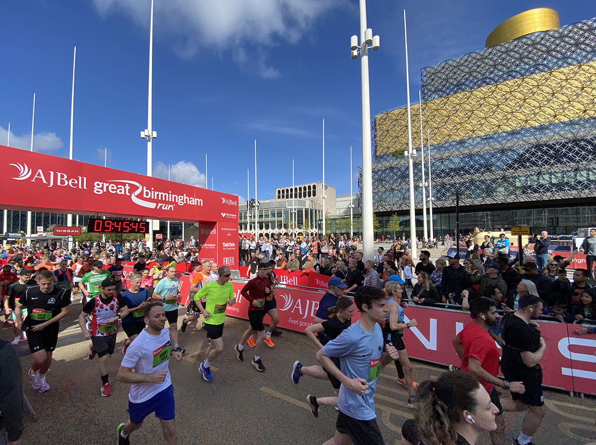 The Library of Birmingham provided the backdrop for the start line of the AJ Bell Great Birmingham Run Home