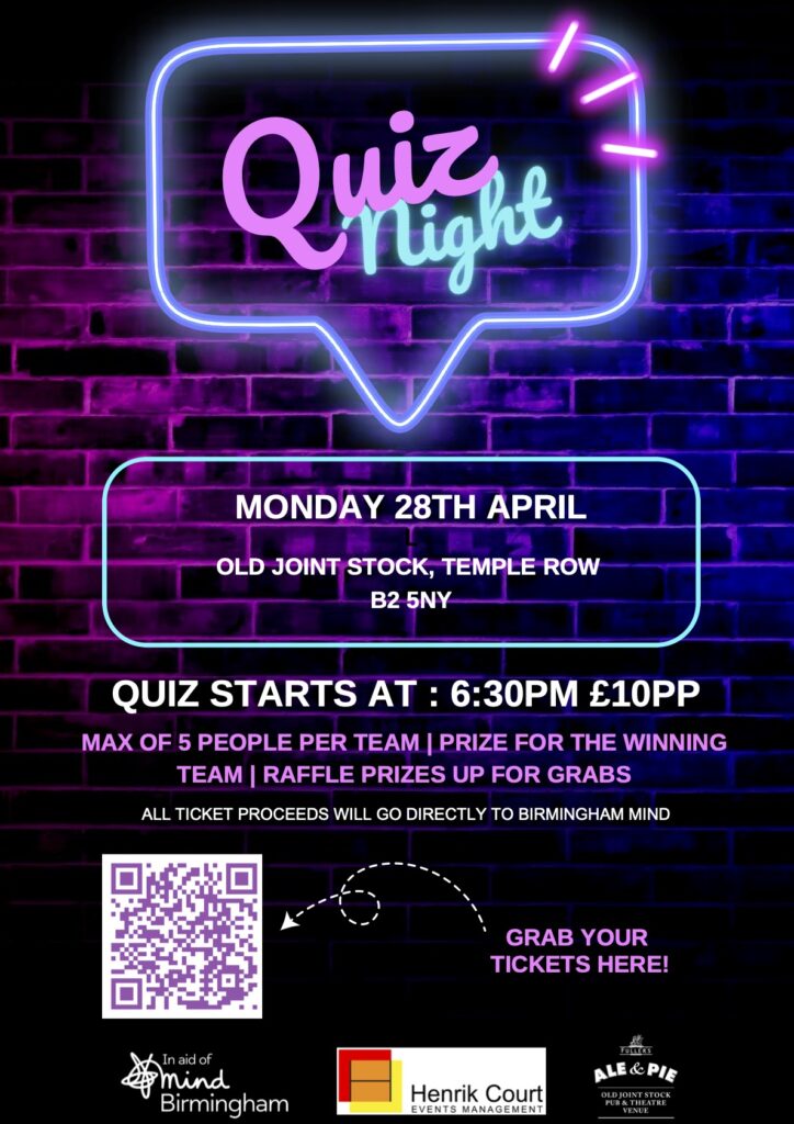 QUIZ NIGHT POSTER 28.04.2025 Charity Quiz Night at The Old Joint Stock